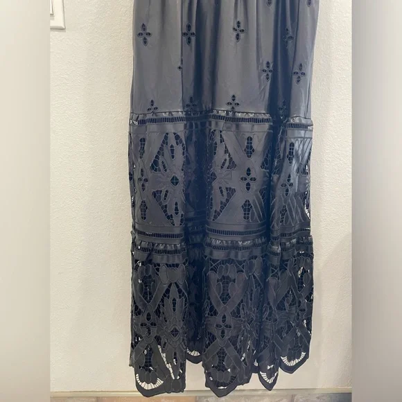 NWT Anthropologie The Somerset Maxi Dress: Faux Leather Embroidered Edition L - Picture 6 of 13